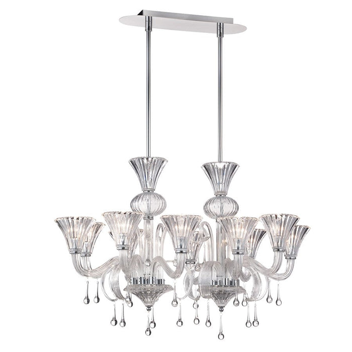 Eurofase Gloria 10-Light Chandelier, Chrome/Clear - 28051-015