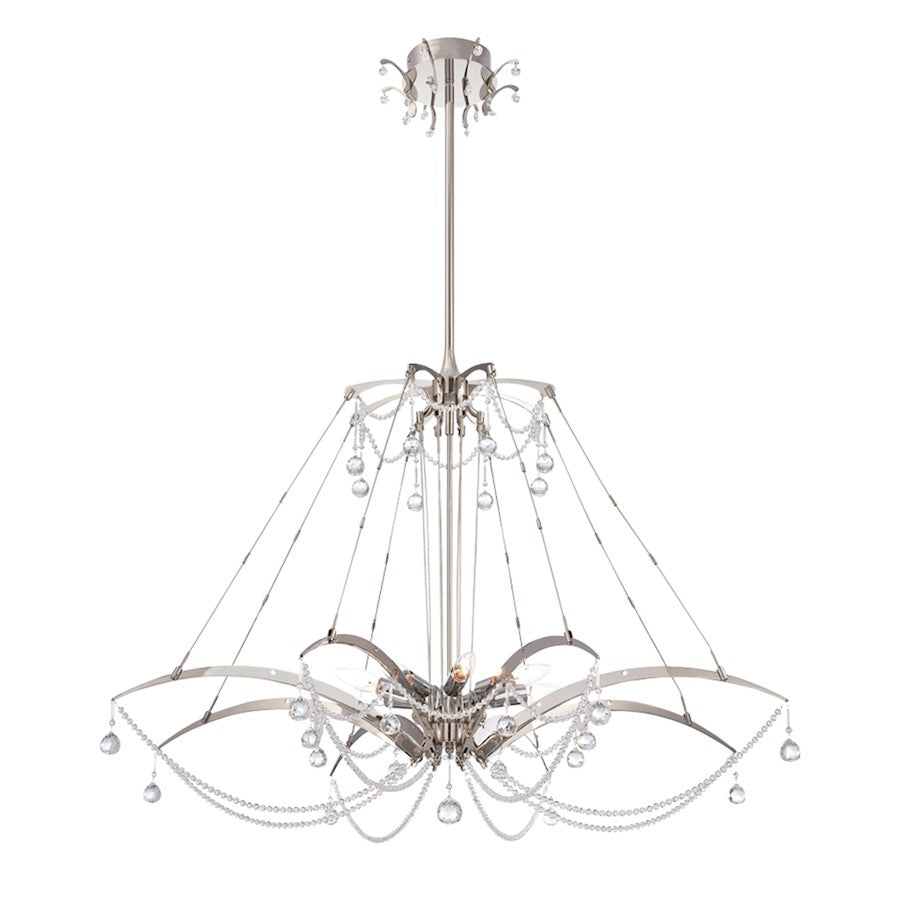 Eurofase Gambari 8-Light Chandelier, Satin Nickel/Clear - 28145-011