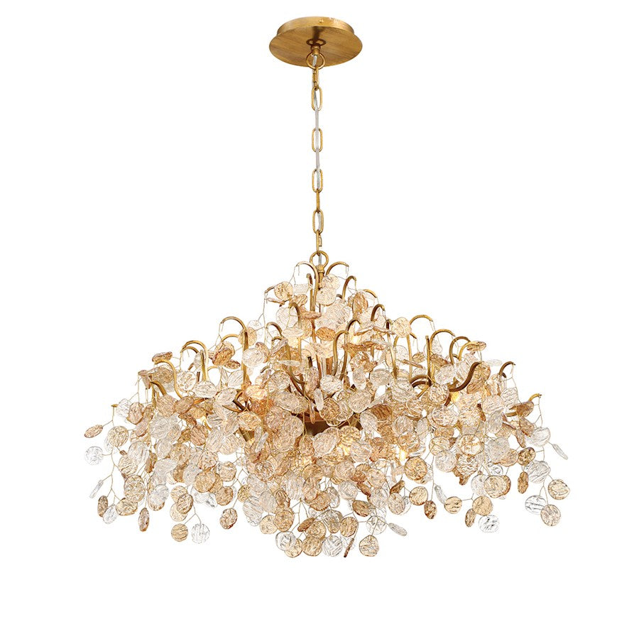 Eurofase Campobasso 8-Light Chandelier, Antique Gold/Clear/Amber - 29059-010