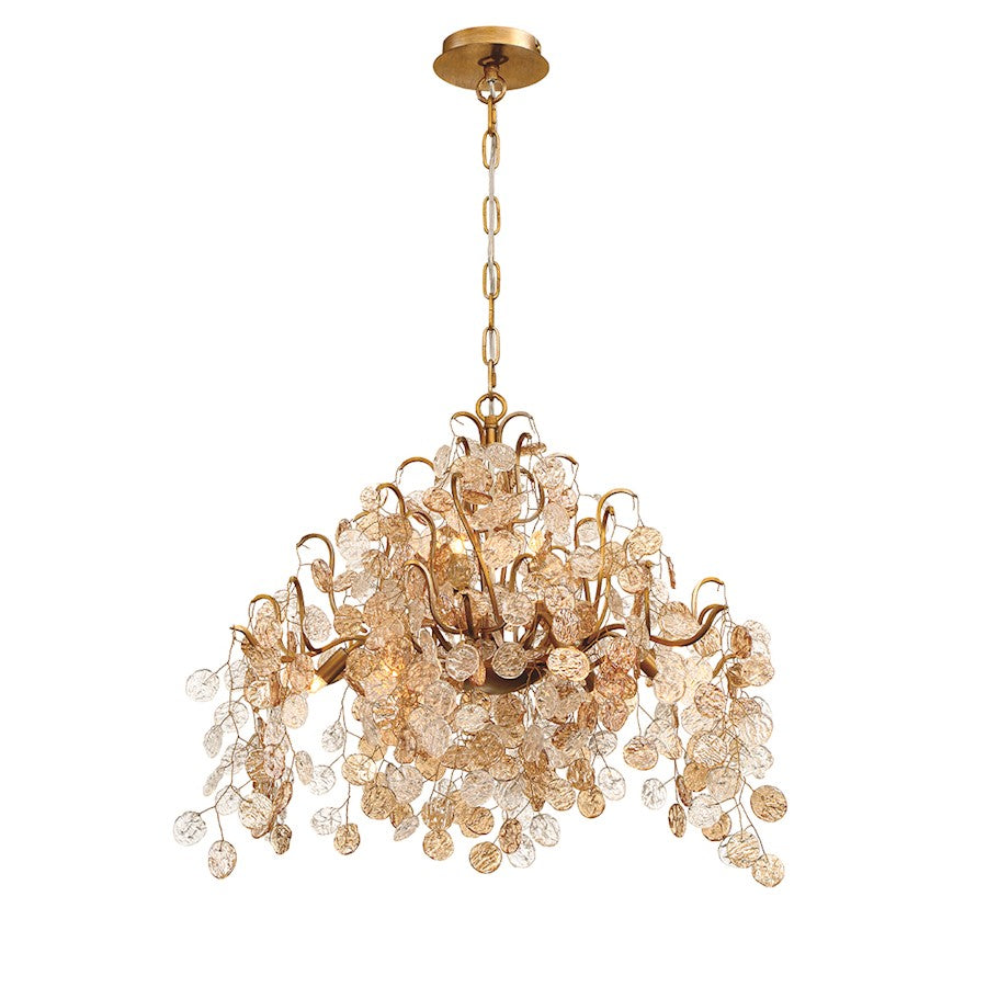 Eurofase Campobasso 11-Light Chandelier, Antique Gold/Clear/Amber - 29060-016