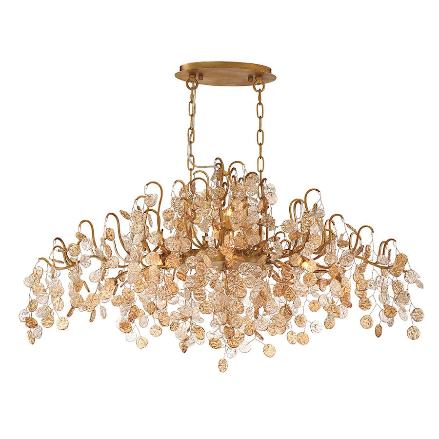 Eurofase Campobasso 10-Light Oval Chandelier, Gold/Clear/Amber - 29061-013