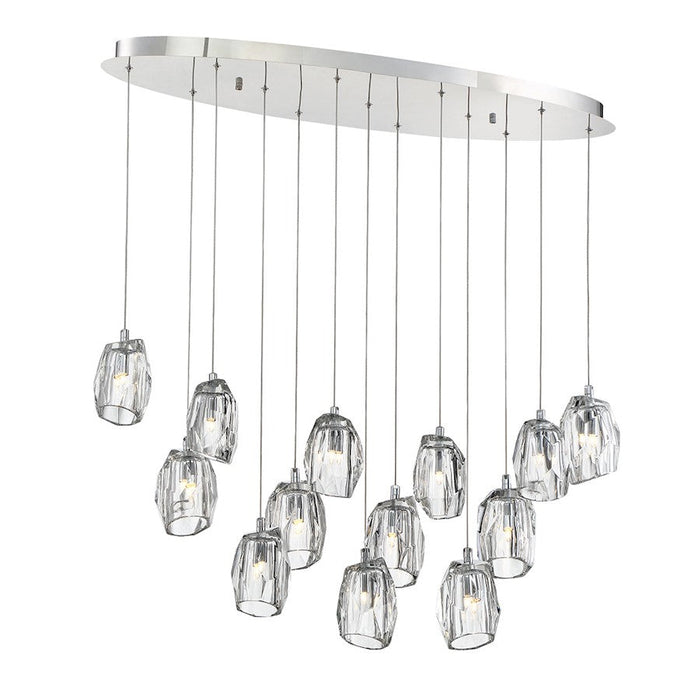 Eurofase Diffi 13-Light Oval Chandelier, Chrome/Clear - 29090-013