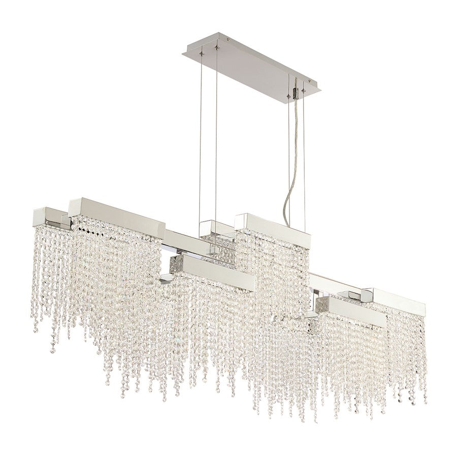 Eurofase Rossi 10-Light Linear LED Chandelier, Chrome/Clear - 30005-013