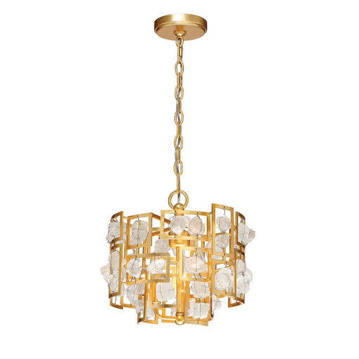 Eurofase Elrose 3-Light Chandelier, Gold Leaf/Gold/stone - 30072-015