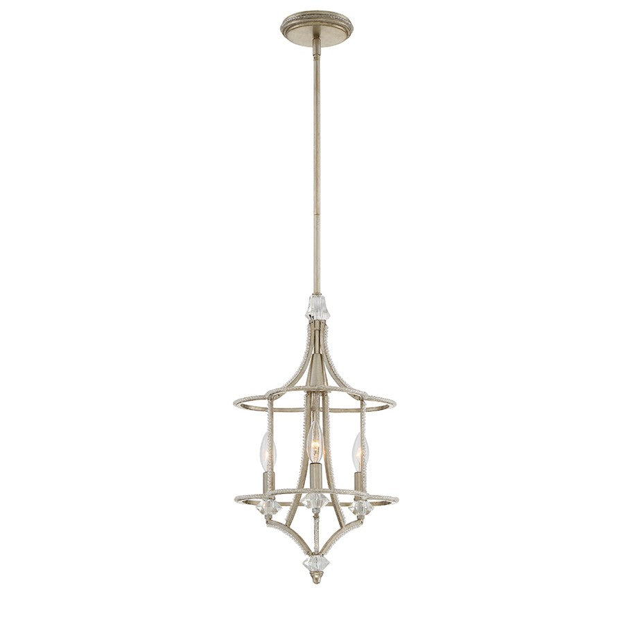 Eurofase Palmisano 3-Light Chandelier, Antique Silver Leaf/Clear - 30076-013