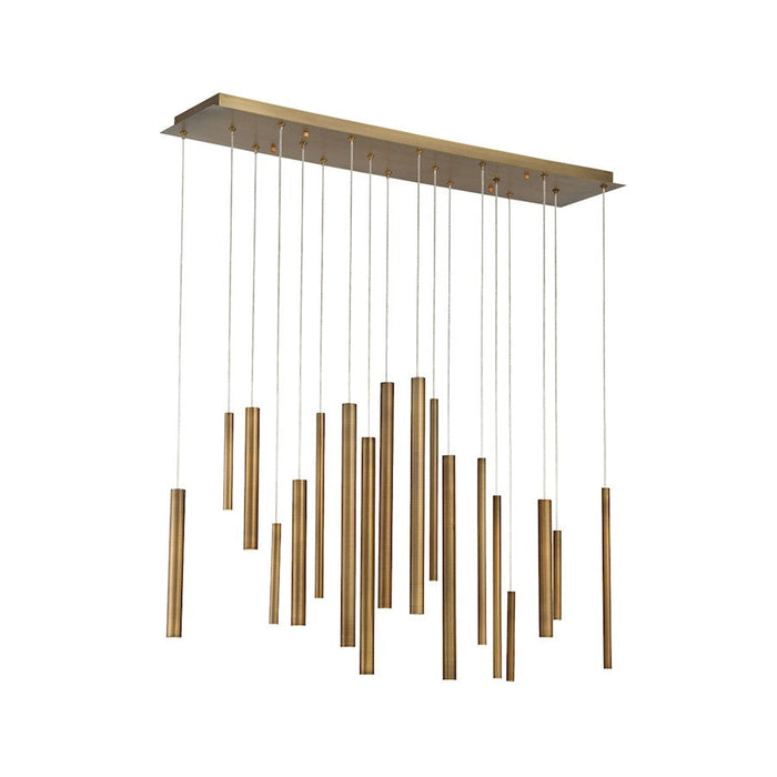 Eurofase Santana 18-Light Linear LED Chandelier, Antique Brass - 31446-035