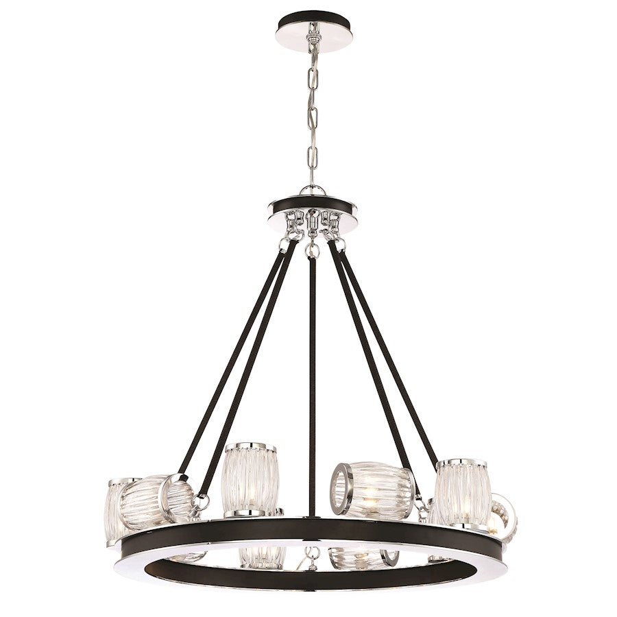 Eurofase Barile 8-Light Linear Chandelier, Chrome/Black/Clear - 31652-018