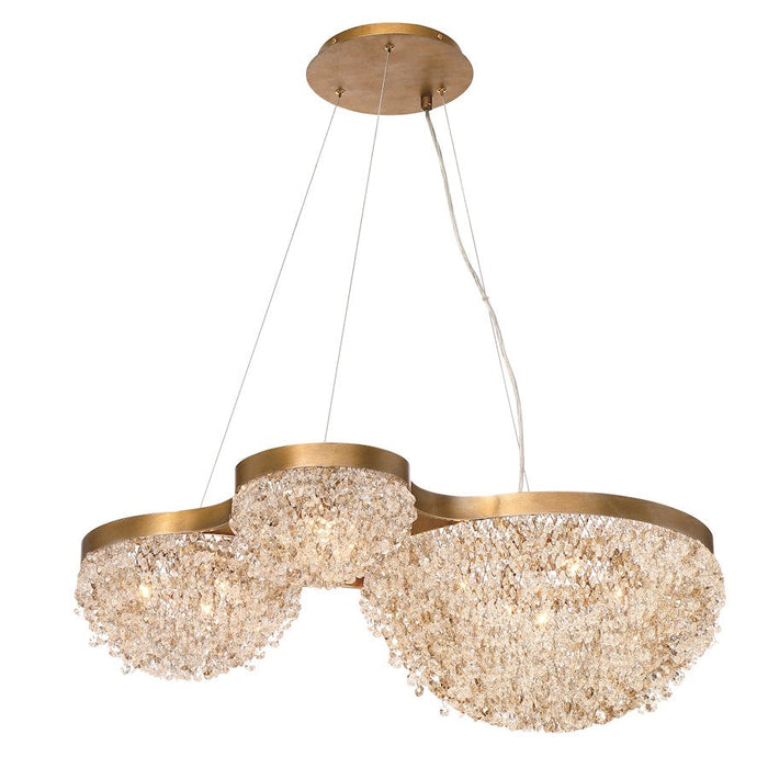 Eurofase Mondo 10-Light Chandelier, Antique Gold/Clear - 31830-010