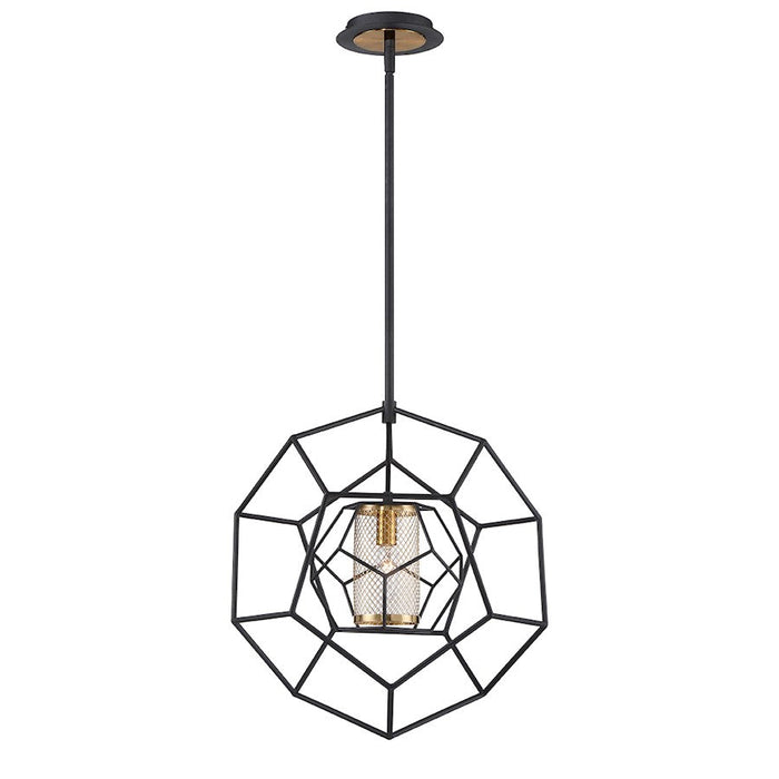 Eurofase Bettino 1-Light Pendant, Black/Brass - 33700-014