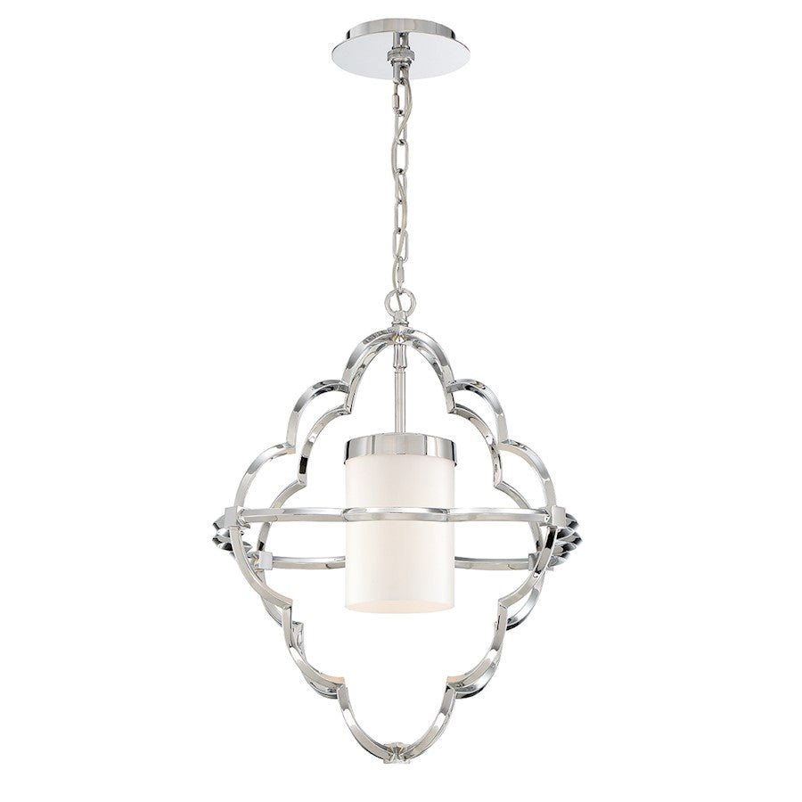 Eurofase Douville 1-Light Chandelier, Chrome/Opal White - 33704-012