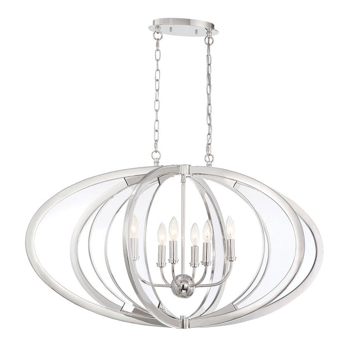 Eurofase Amherst 6-Light Oval Chandelier, Polished Nickel/White - 33708-010