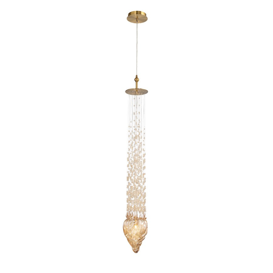 Eurofase Cascata 1-Light Pendant, Polished Gold/Amber - 33747-019