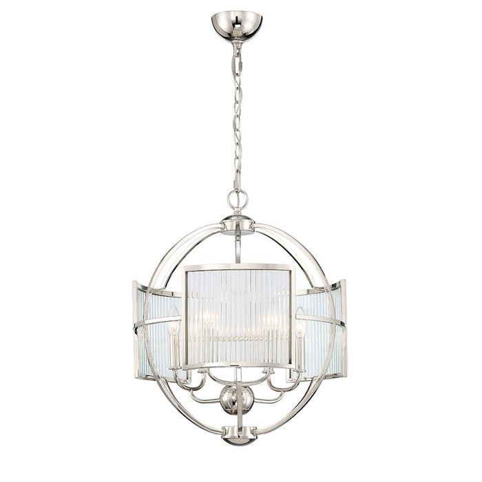 Eurofase Manilow 6-Light Chandelier, Polished Nickel/Clear - 33849-010