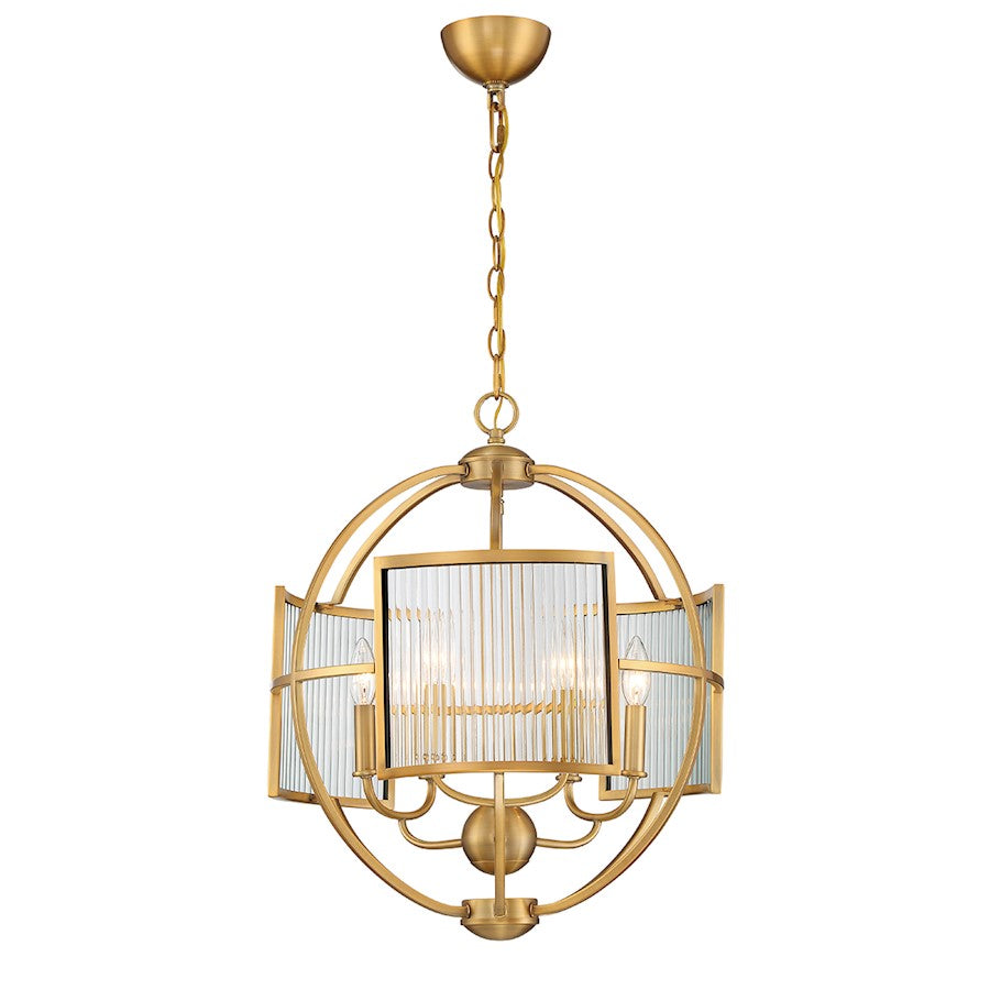 Eurofase Manilow 6-Light Chandelier, Brass/Clear - 33849-027