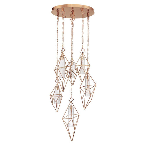 Eurofase Verdino 25" Round Chandelier, Rose Gold/Seeded Glass - 34041-017