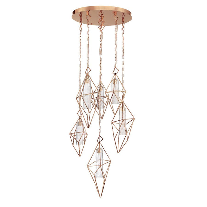 Eurofase Verdino 25" Round Chandelier, Rose Gold/Seeded Glass - 34041-017