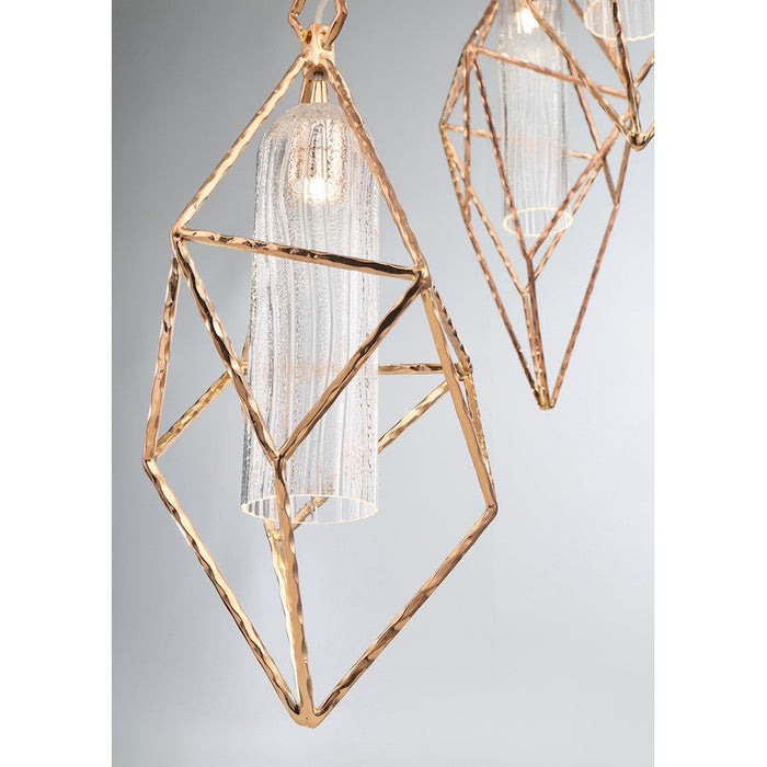 Eurofase Verdino 25" Round Chandelier, Rose Gold/Seeded Glass