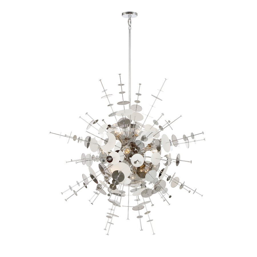 Eurofase Bonazzi 12-Light Chandelier, Chrome/Smoke/Clear/Frosted - 34084-021