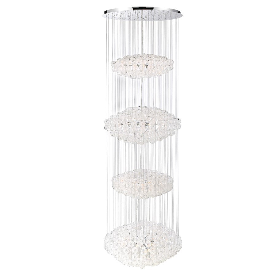 Eurofase Riverdale 36-Light Four-Tier Chandelier, Chrome/Clear - 35907-015