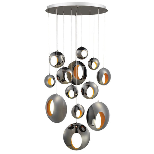 Eurofase Arlington 13-Light LED Chandelier, Blackened Chrome/Gold - 35910-015