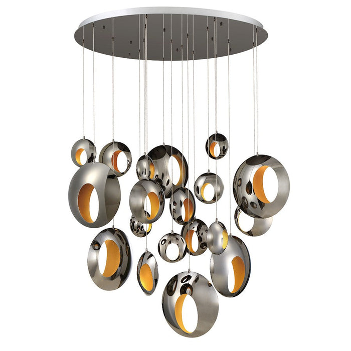 Eurofase Arlington 19-Light LED Chandelier, Blackened Chrome/Gold - 35911-012