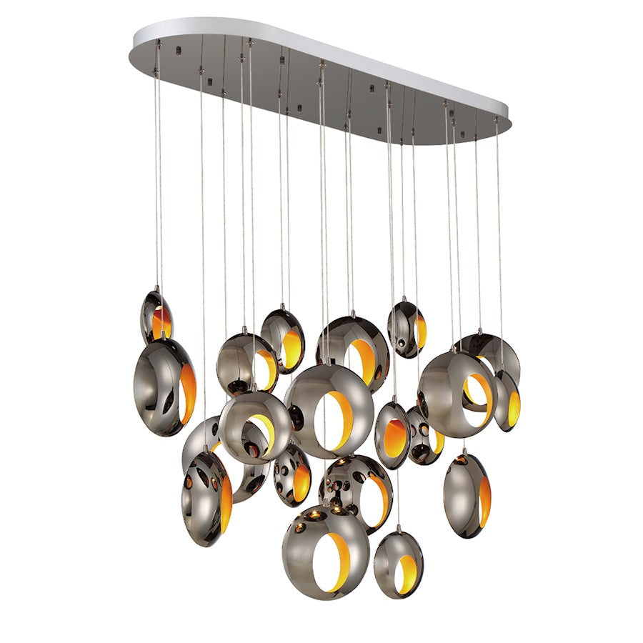 Eurofase Arlington 20-Light Oval LED Chandelier, Black Chrome/Gold - 35912-019