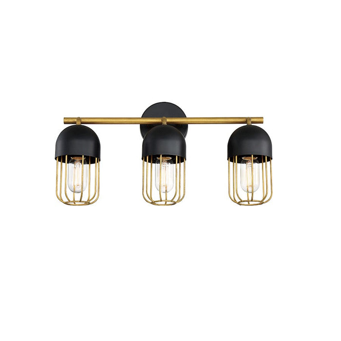 Eurofase Palmerston 3-Light Bathbar, Matte Black/Gold - 35961-017