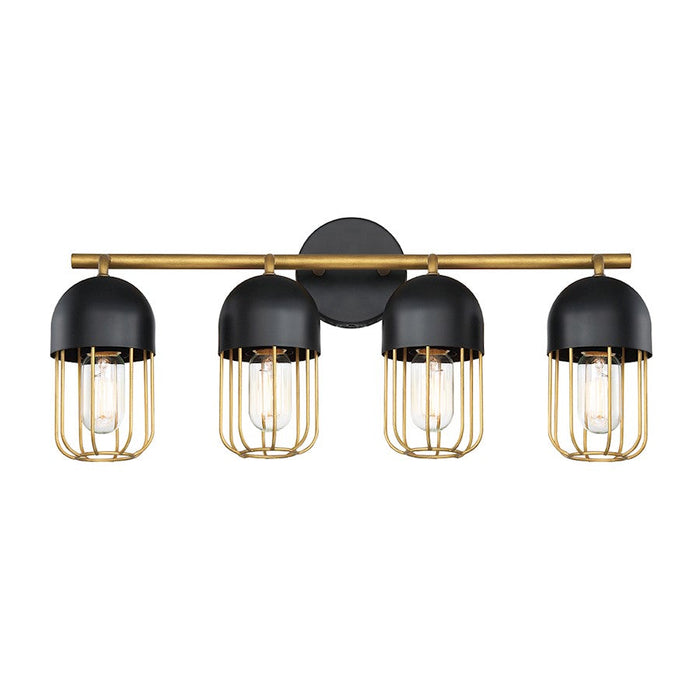 Eurofase Palmerston 4-Light Bathbar, Matte Black/Gold - 35962-014