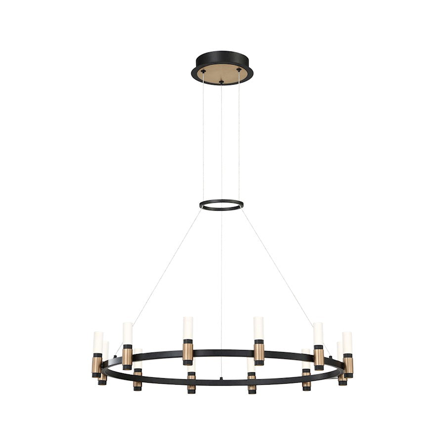 Eurofase Albany 12-Light LED Chandelier, Deep Black/Brass/Soft White - 37043-018