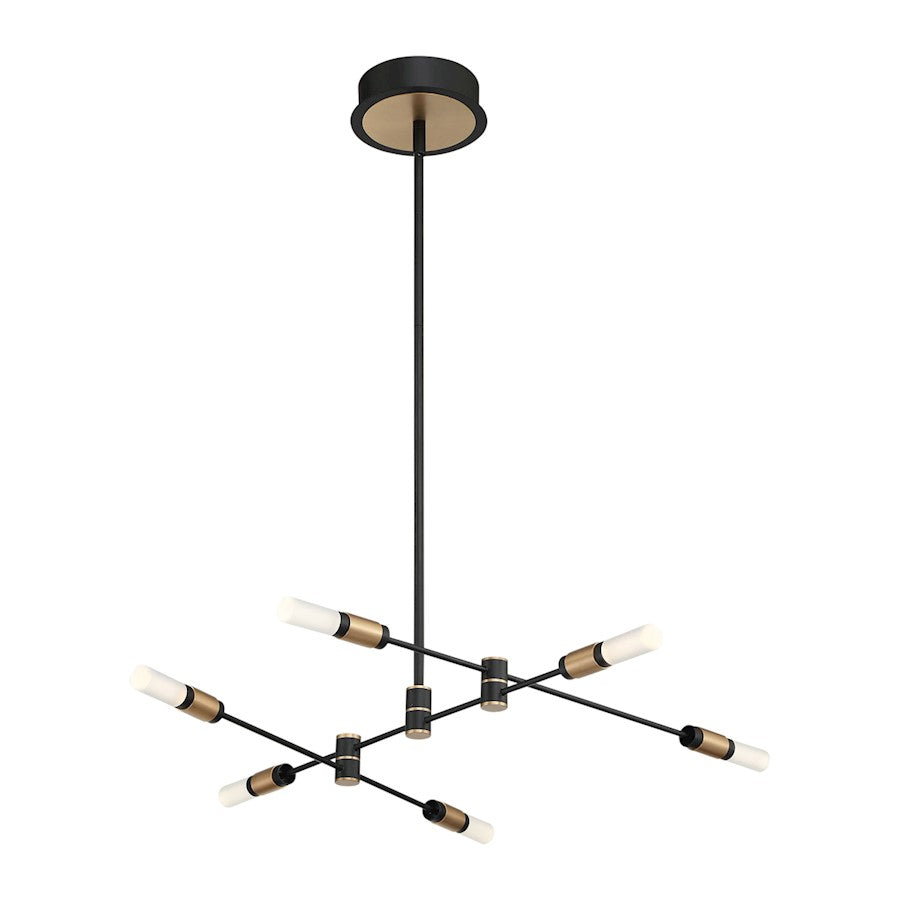 Eurofase Albany 6-Light LED Chandelier/Semi-Flush, Black/Brass/White - 37050-016