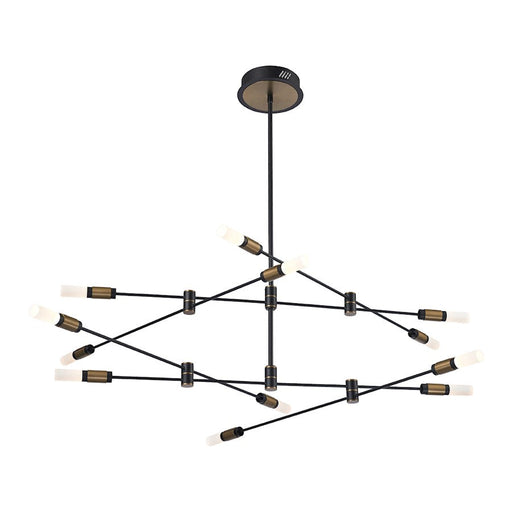 Eurofase Albany 12-Lt LED Chandelier/Semi-Flush, Black/Brass/White - 37051-013