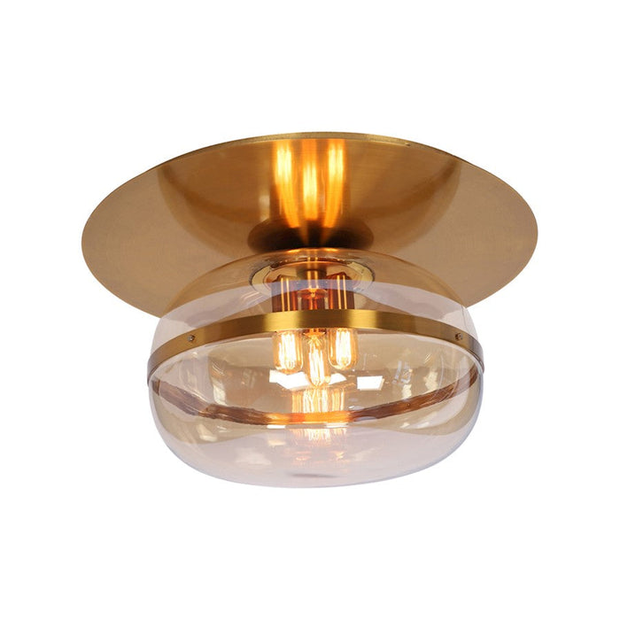 Eurofase Nottingham 3-Light Large Flush Mount, Brass/Tinted Amber - 37088-019