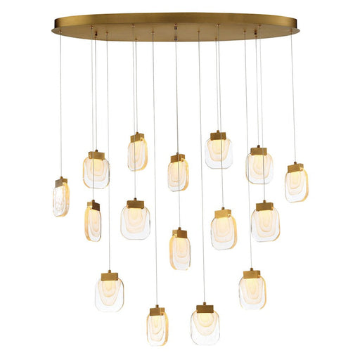 Eurofase Paget 16-Light Oval LED Chandelier, Gold/Clear - 37194-017