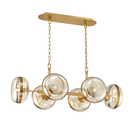 Eurofase 6 Light Oval Chandelier, Ancient Brass/Champagne - 38130-014