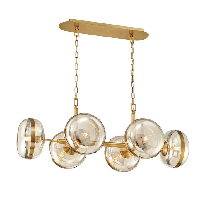 Eurofase 6 Light Oval Chandelier, Ancient Brass/Champagne - 38130-014