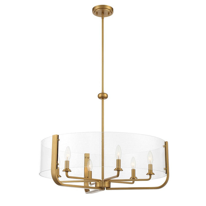 Eurofase 6 Light Chandelier, Brass/Clear Glass - 38155-017