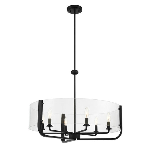 Eurofase 6 Light Chandelier, Black/Clear Glass - 38155-031