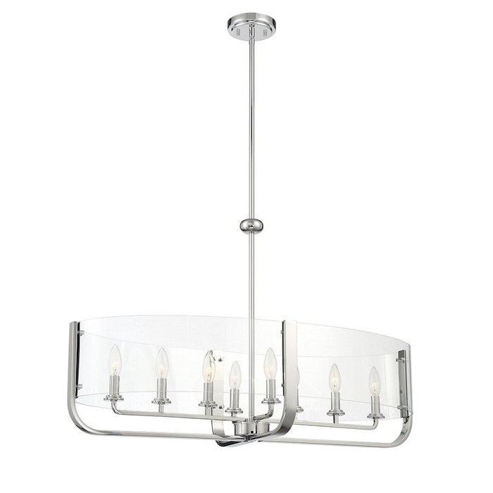 Eurofase 8 Light Oval Chandelier, Chrome/Clear Glass - 38157-028