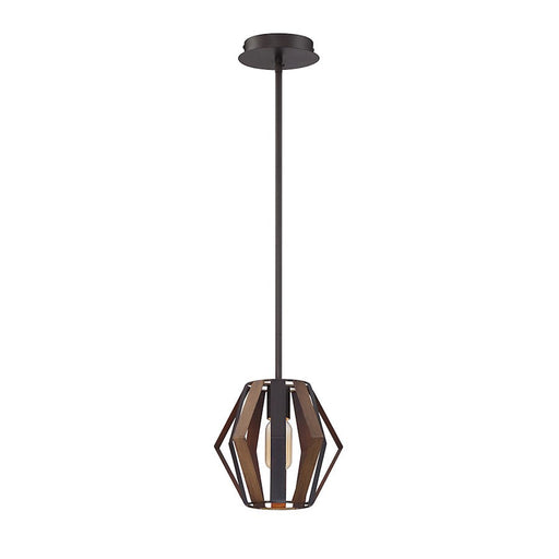 Eurofase Bevelo 1 Light Mini Pendant, Wood/Bronze - 38266-010