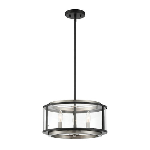 Eurofase Tambouro 3 Light Convertible Pendant, Black/Satin Nickel - 38274-015