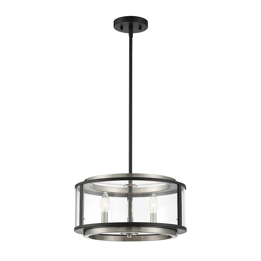 Eurofase Tambouro 3 Light Convertible Pendant, Black/Satin Nickel - 38274-015