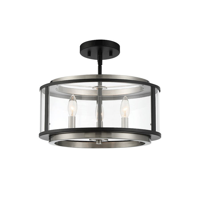 Eurofase Tambouro 3 Light Convertible Pendant, Black/Satin Nickel