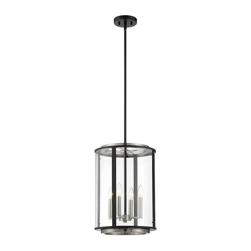 Eurofase Tambouro 4 Light Lantern, Matte Black With Satin Nickel - 38275-012