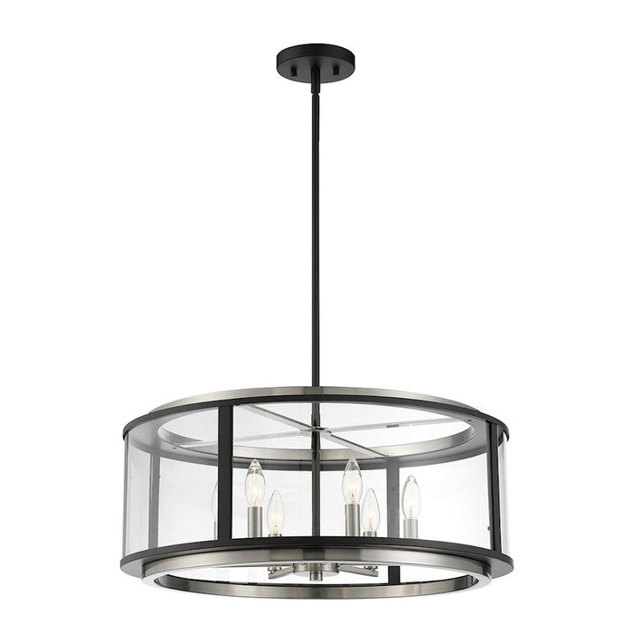 Eurofase Tambouro 6 Light Pendant, Matte Black/Satin Nickel - 38276-019