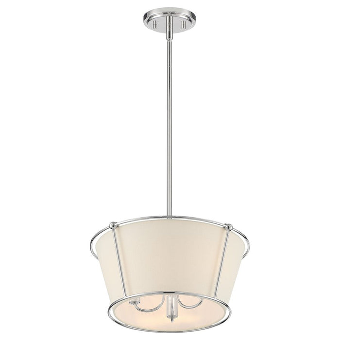 Eurofase Pulito 3 Light Semi-Flush, Polished Nickel/Cream Linen