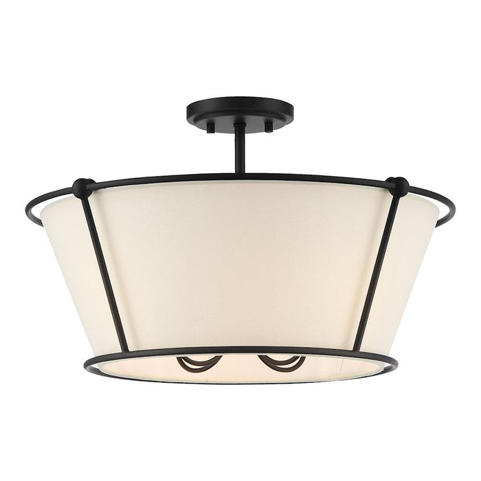 Eurofase Pulito 4 Light Semi-Flush, Matte Black/Cream Linen