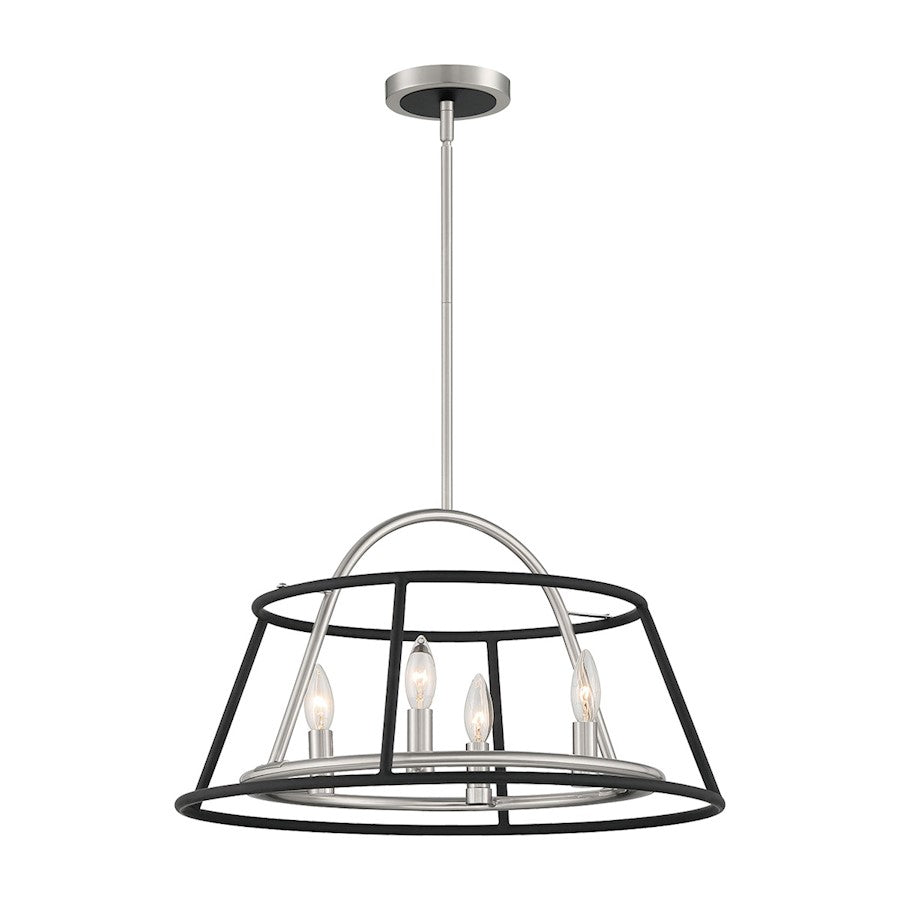 Eurofase Campana 4 Light Chandelier, Satin Nickel/Black - 39422-019