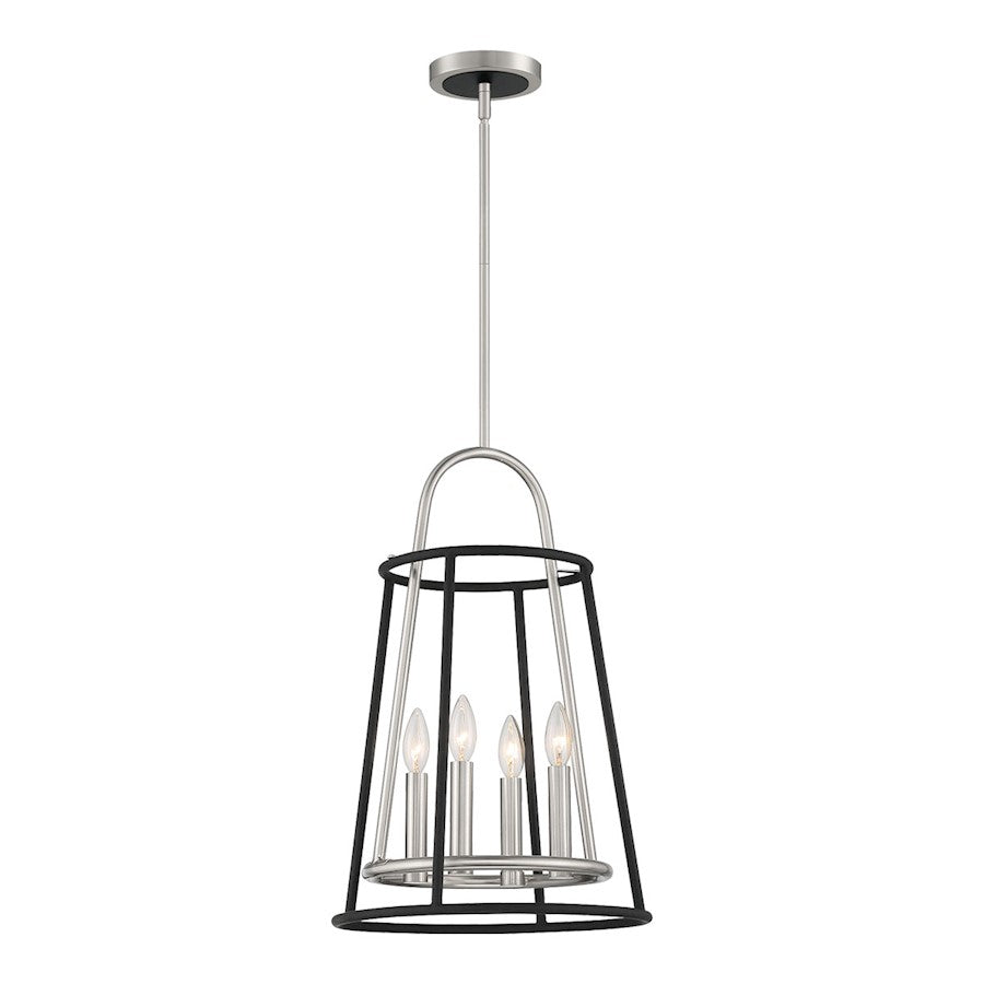 Eurofase Campana 4 Light Lantern, Satin Nickel/Black - 39423-016