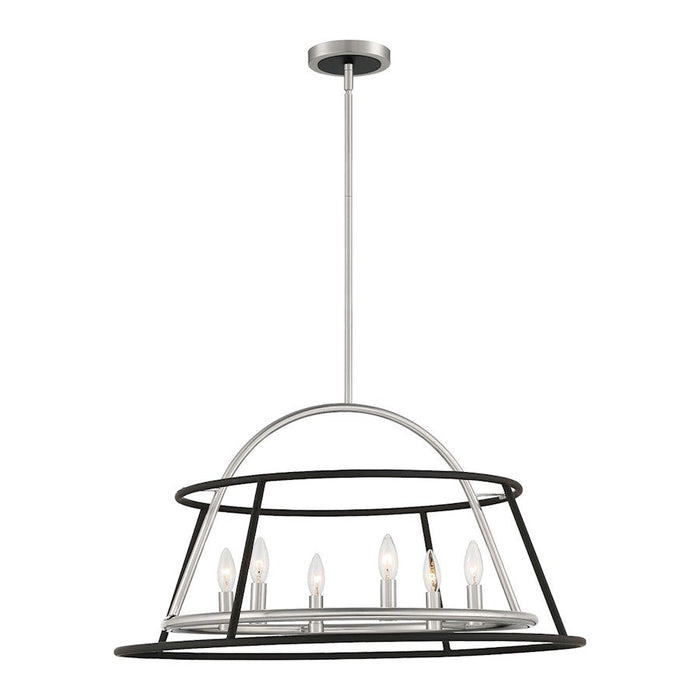 Eurofase Campana 6 Light Chandelier, Satin Nickel/Black - 39424-013