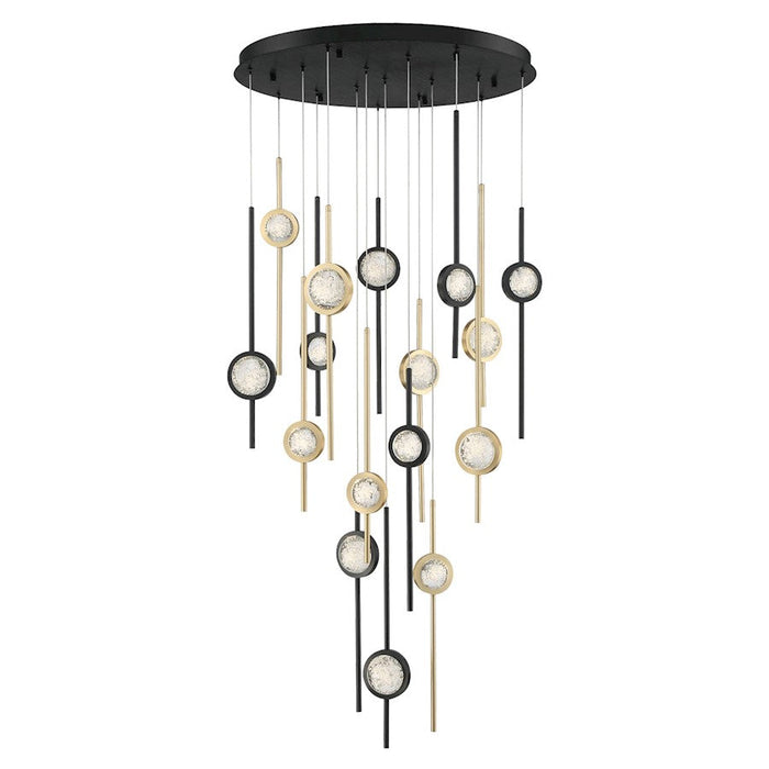 Eurofase Barletta 16 Light LED Chandelier, Black/Brass - 39465-030